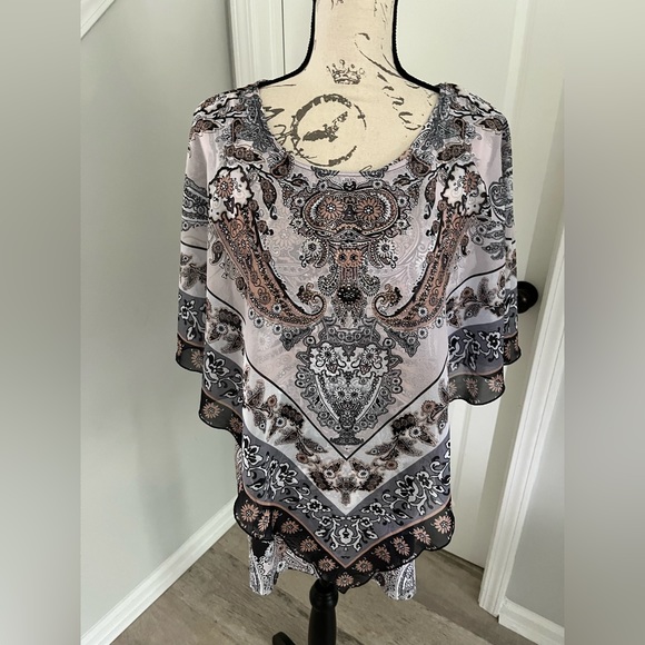 CATO Beautiful Sheer, Embellished, Boho Poncho w Matching Tank, Size14/16W, NWOT - Picture 6 of 8